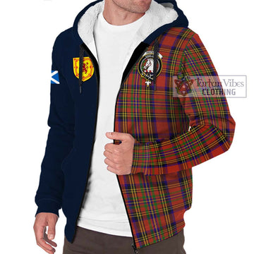 Hepburn Tartan Sherpa Hoodie Alba with Scottish Lion Royal Arm Half Style