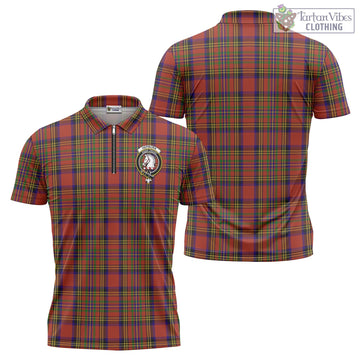 Hepburn Tartan Zipper Polo Shirt with Family Crest