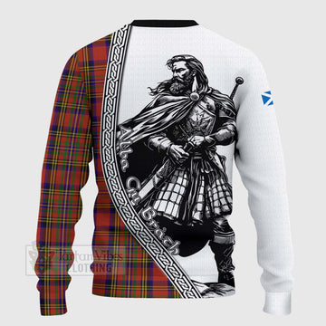 Hepburn Tartan Clan Crest Knitted Sweater with Highlander Warrior Celtic Style