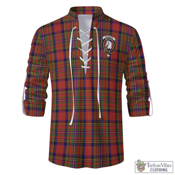 Hepburn Tartan Men's Scottish Traditional Jacobite Ghillie Kilt Shirt with Family Crest