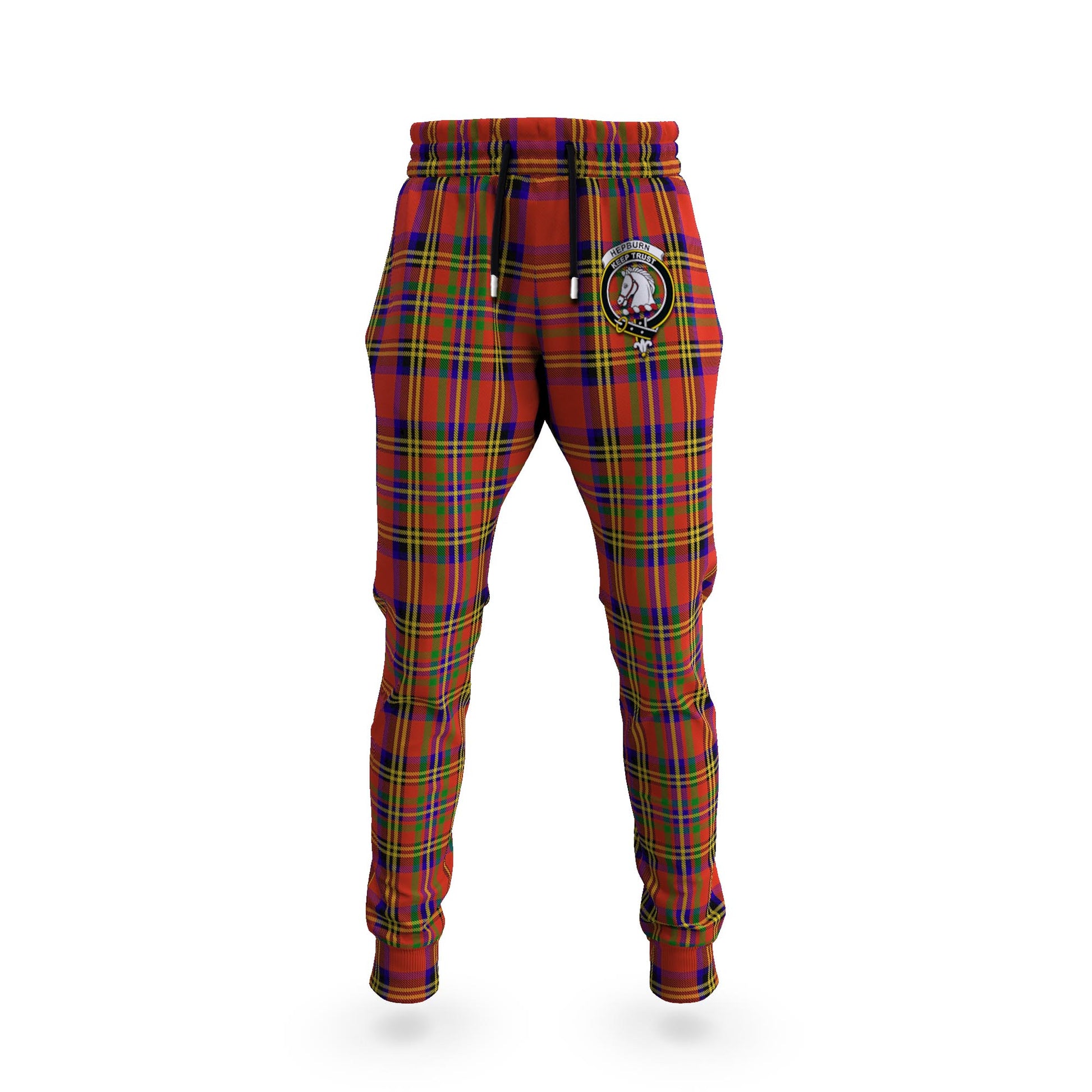 Hepburn Tartan Joggers Pants with Family Crest 5XL - Tartan Vibes Clothing