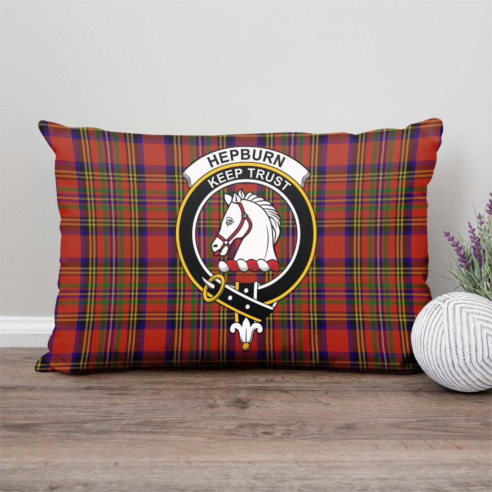 Hepburn Tartan Pillow Cover with Family Crest Rectangle Pillow Cover - Tartanvibesclothing