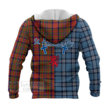 Hepburn Tartan Knitted Hoodie Happy St. Andrew's Day Half Tartan Style