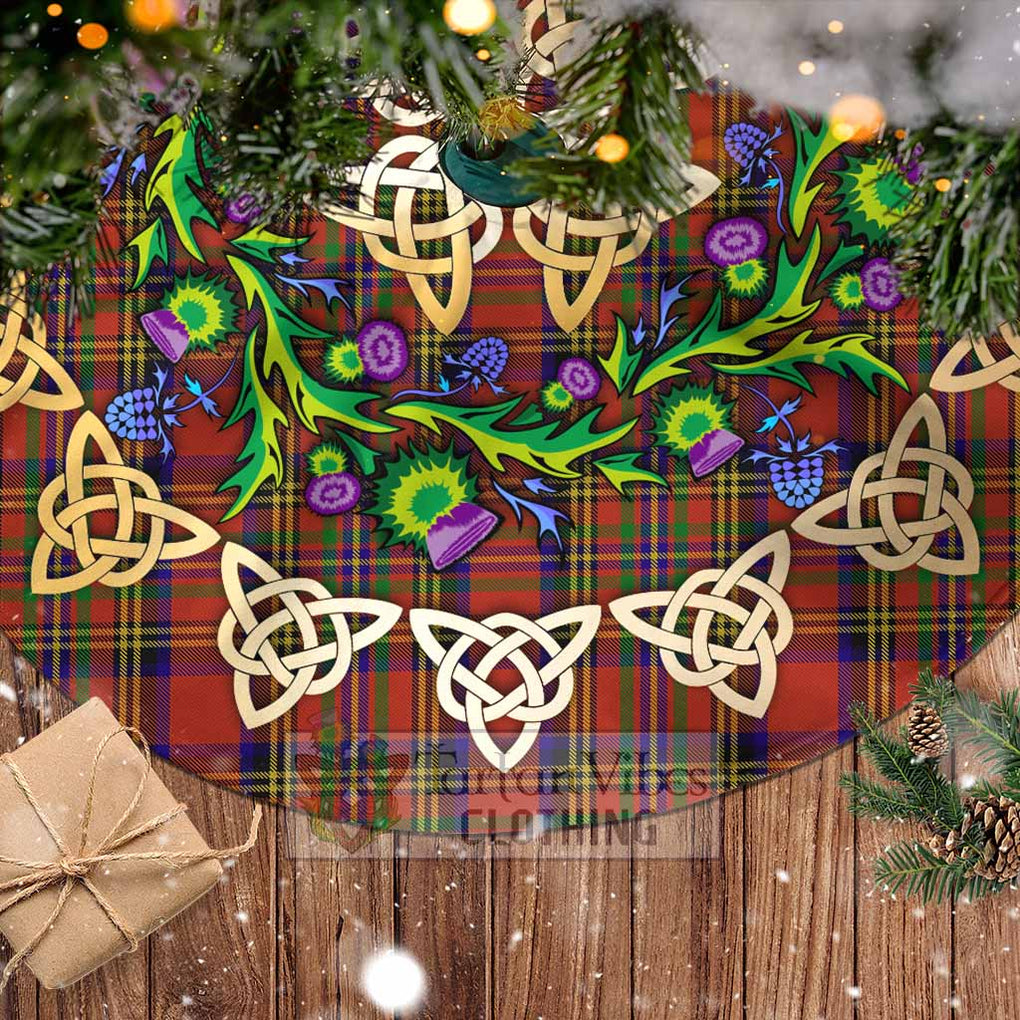 Tartan Vibes Clothing Hepburn Tartan Christmas Tree Skirt with Thistle Celtic Knot Style