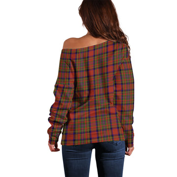 Hepburn Tartan Off Shoulder Women Sweater with Family Crest