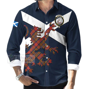 Hepburn Tartan Lion Rampant Long Sleeve Button Shirt Proudly Display Your Heritage with Alba Gu Brath and Clan Name Men's Shirt - Tartan Vibes Clothing