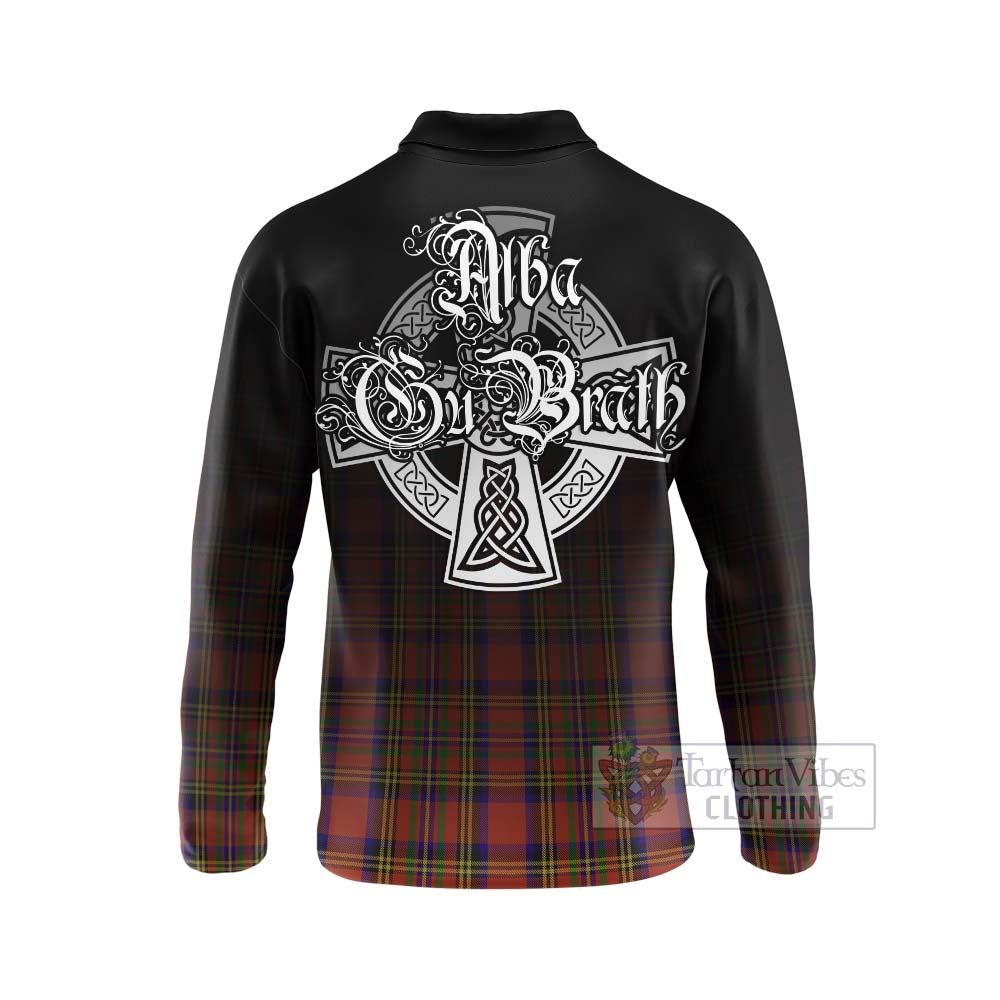 Tartan Vibes Clothing Hepburn Tartan Long Sleeve Polo Shirt Featuring Alba Gu Brath Family Crest Celtic Inspired