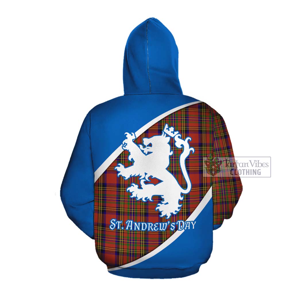 Tartan Vibes Clothing Hepburn Family Crest Tartan Cotton Hoodie Celebrate Saint Andrew's Day in Style