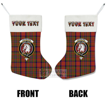 Hepburn Tartan Family Crest Christmas Stocking with Personalized Text