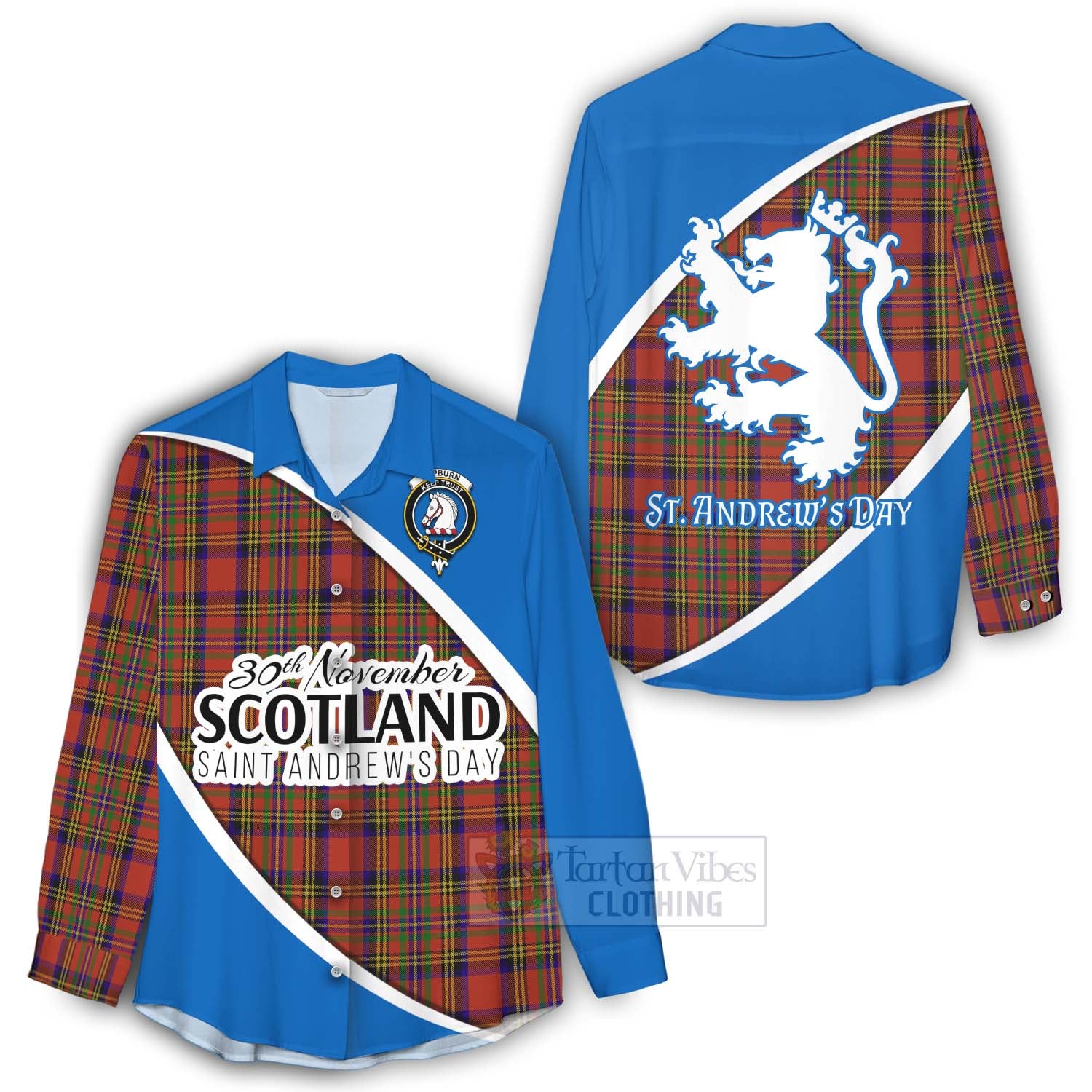 Tartan Vibes Clothing Hepburn Family Crest Tartan Women's Casual Shirt Celebrate Saint Andrew's Day in Style