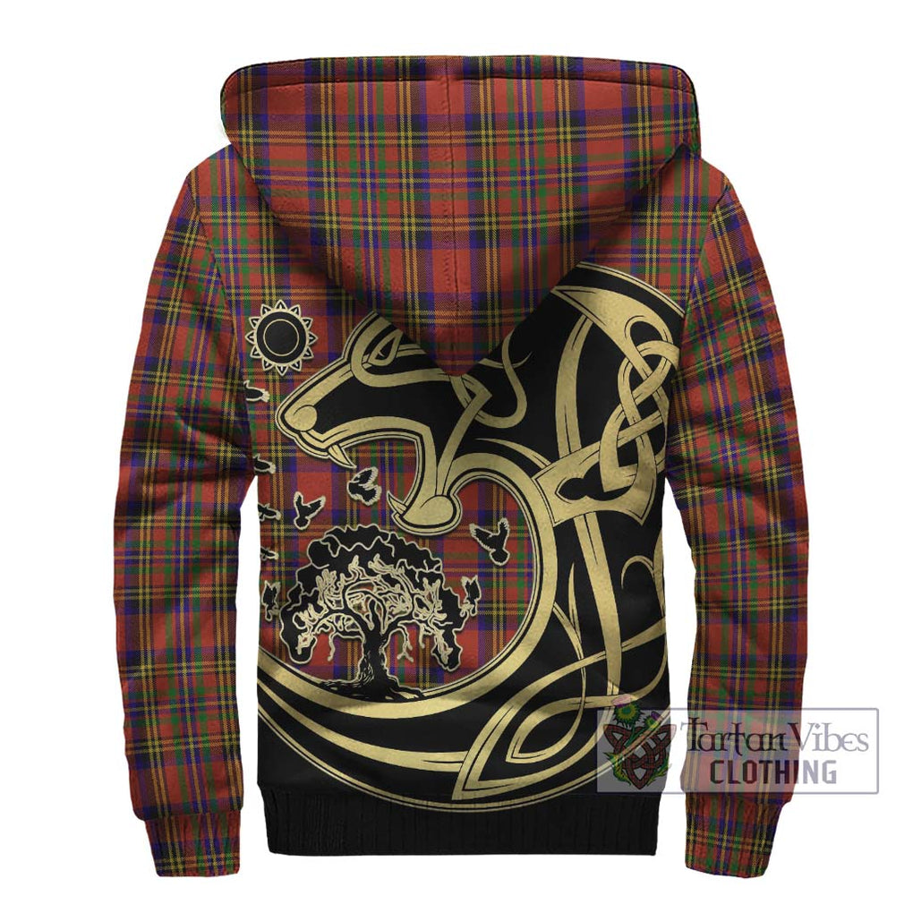 Hepburn Tartan Sherpa Hoodie with Family Crest Celtic Wolf Style - Tartan Vibes Clothing