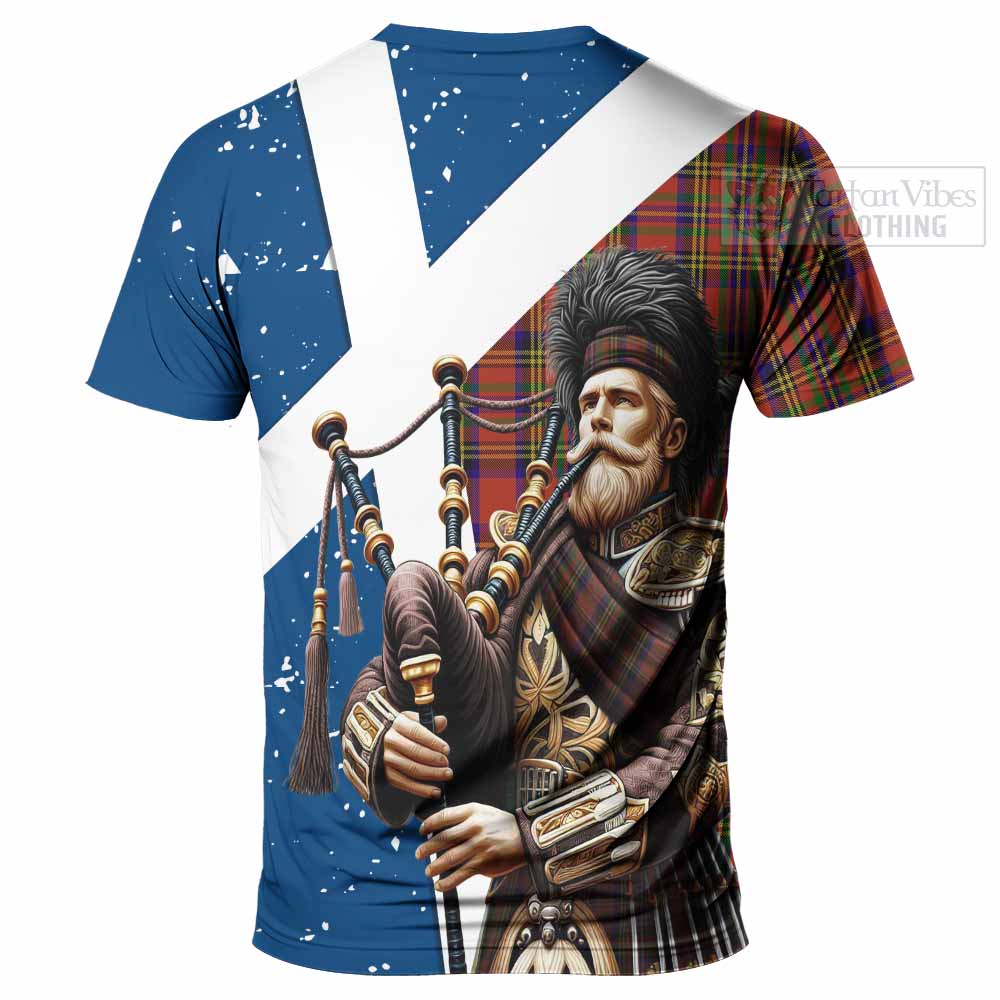 Tartan Vibes Clothing Hepburn Tartan T-Shirt with Family Crest Scottish Bagpiper Vibes