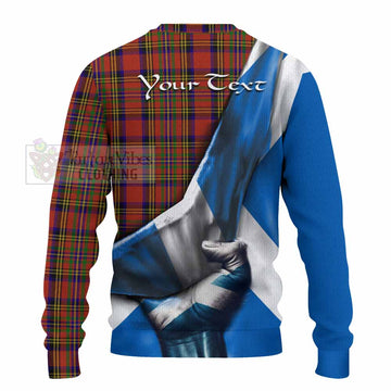 Hepburn Tartan Knitted Sweater with Family Crest Scotland Patriotic Style