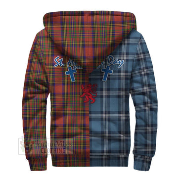 Hepburn Tartan Sherpa Hoodie Happy St. Andrew's Day Half Tartan Style