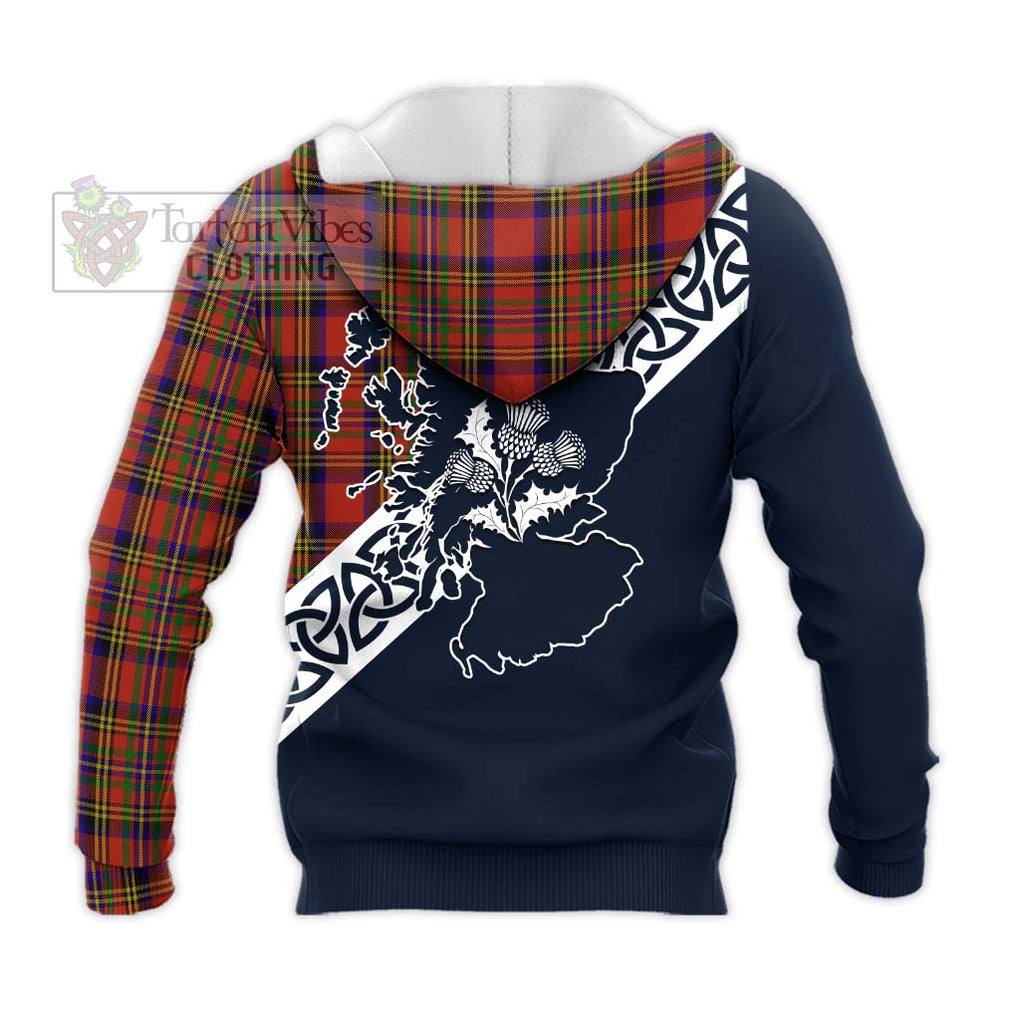 Tartan Vibes Clothing Hepburn Tartan Knitted Hoodie Featuring Thistle and Scotland Map