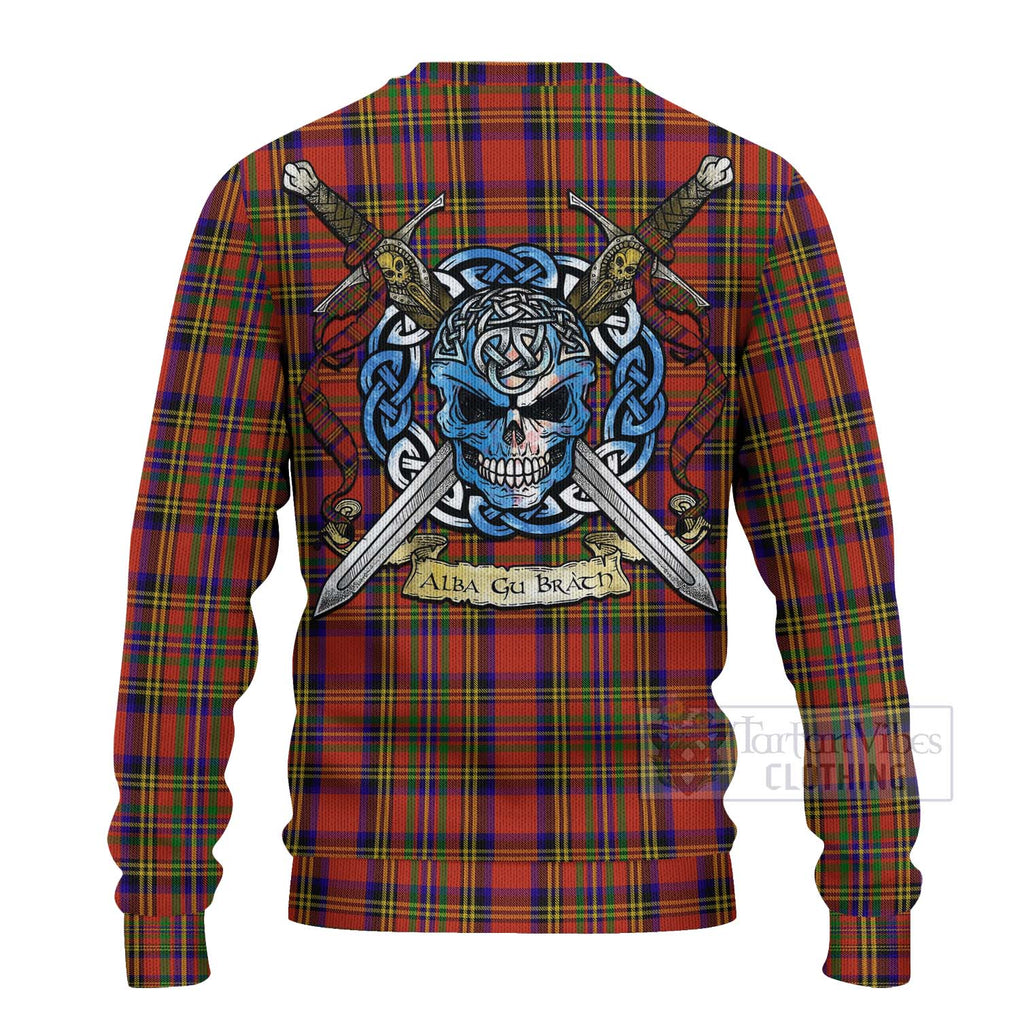 Hepburn Tartan Ugly Sweater with Family Crest Celtic Skull Style - Tartan Vibes Clothing