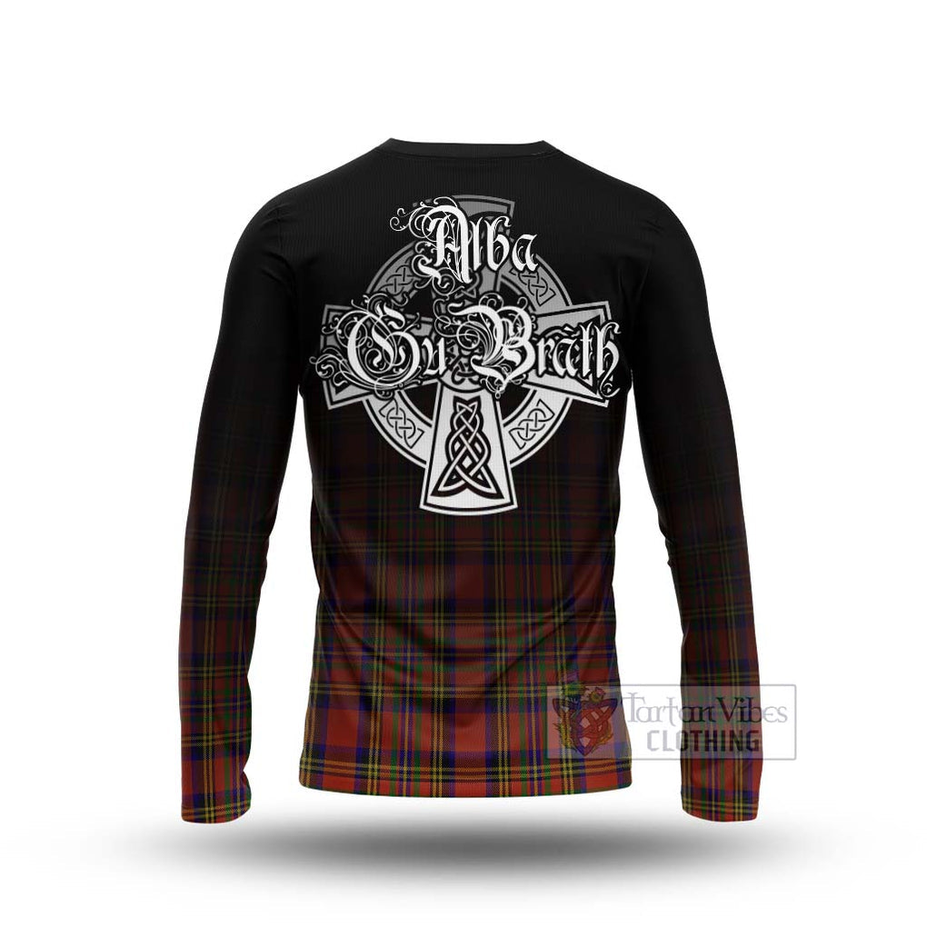 Tartan Vibes Clothing Hepburn Tartan Long Sleeve T-Shirt Featuring Alba Gu Brath Family Crest Celtic Inspired