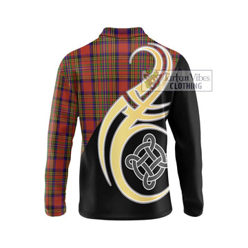 Hepburn Tartan Long Sleeve Polo Shirt with Family Crest and Celtic Symbol Style - Tartan Vibes Clothing