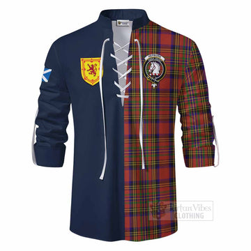 Hepburn Tartan Ghillie Kilt Shirt Alba with Scottish Lion Royal Arm Half Style