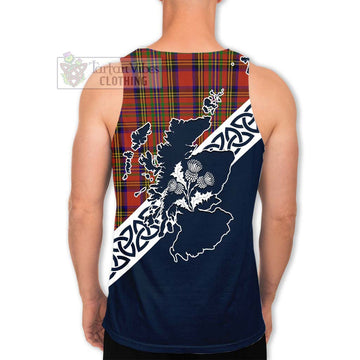 Hepburn Tartan Men's Tank Top Featuring Thistle and Scotland Map - Tartan Vibes Clothing