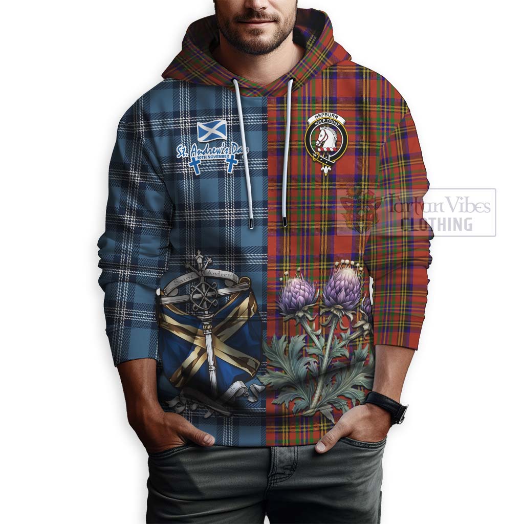 Tartan Vibes Clothing Hepburn Tartan Hoodie Happy St. Andrew's Day Half Tartan Style