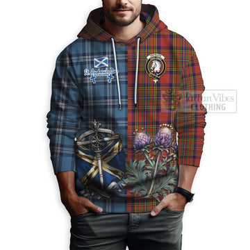 Hepburn Tartan Hoodie Happy St. Andrew's Day Half Tartan Style