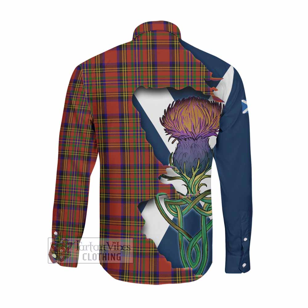 Hepburn Tartan Family Crest Long Sleeve Button Shirt Scottish Thistle Celtic Inspired Men's Shirt - Tartan Vibes Clothing