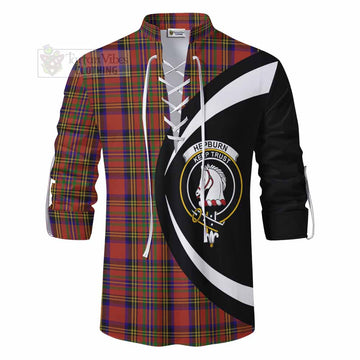 Hepburn Tartan Ghillie Kilt Shirt with Family Crest Circle Style