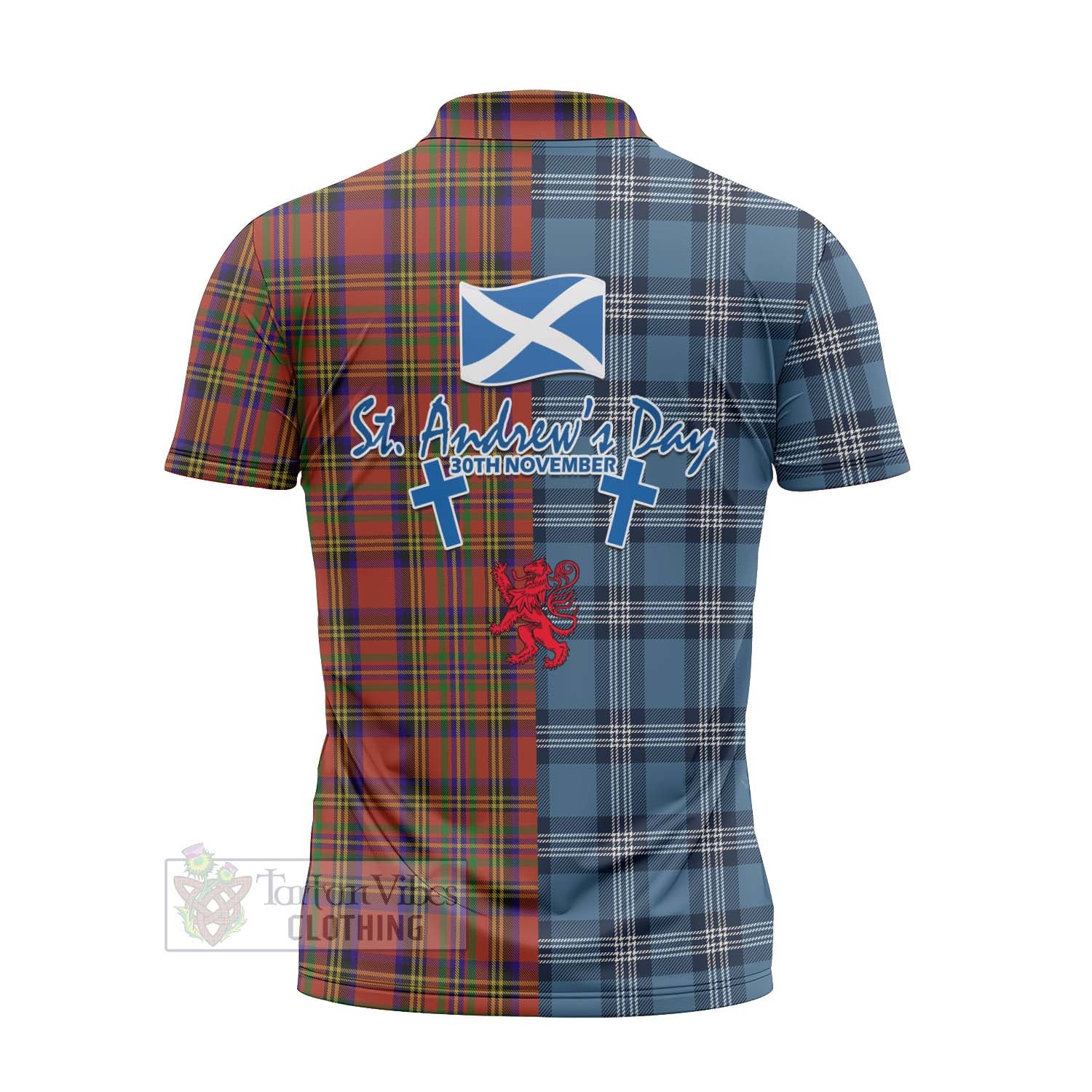 Tartan Vibes Clothing Hepburn Tartan Zipper Polo Shirt Happy St. Andrew's Day Half Tartan Style