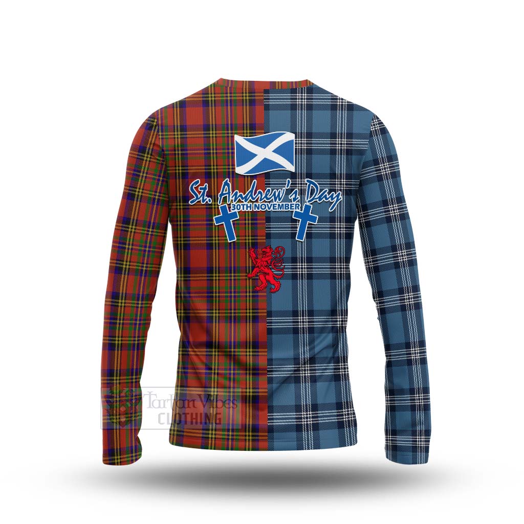 Tartan Vibes Clothing Hepburn Tartan Long Sleeve T-Shirt Happy St. Andrew's Day Half Tartan Style