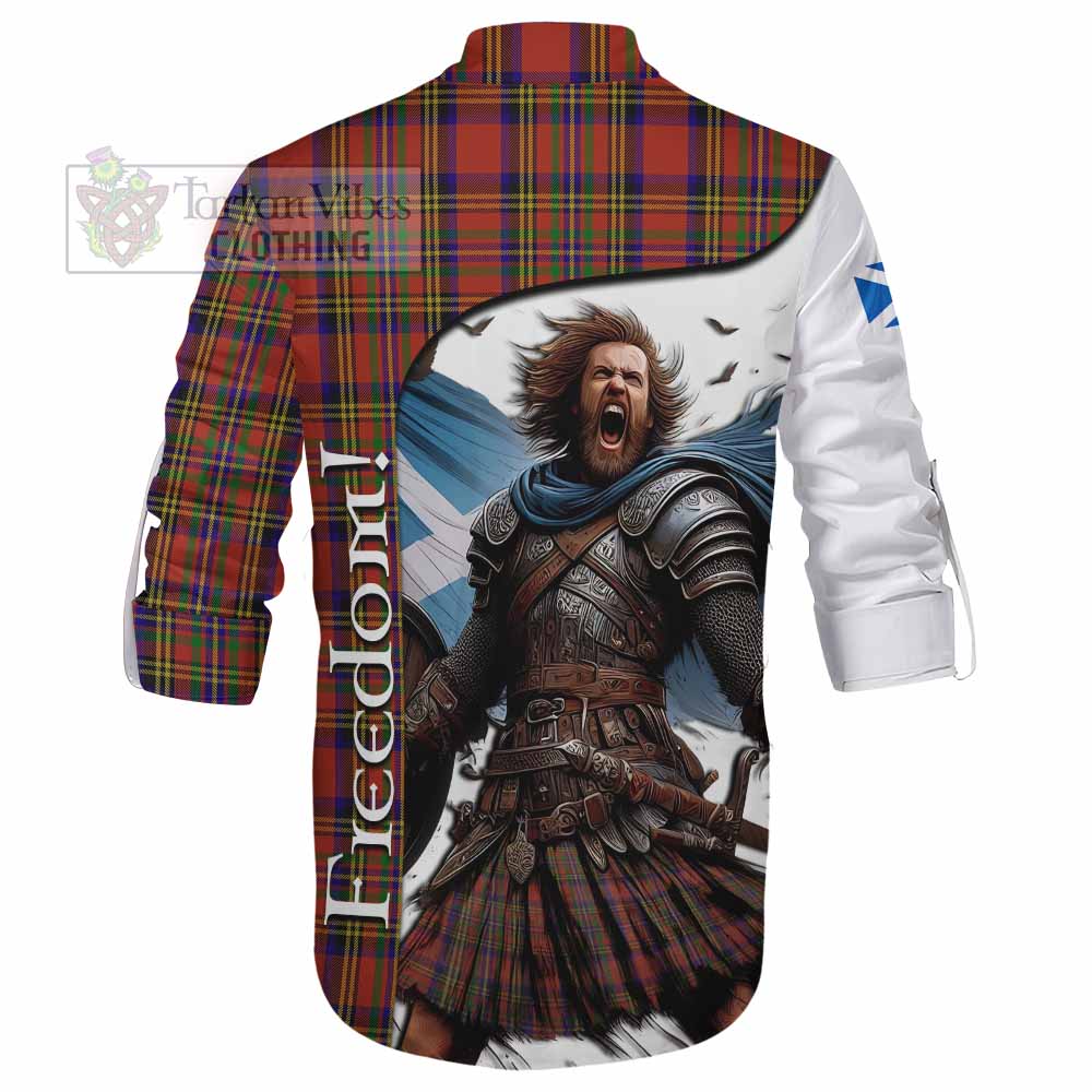 Tartan Vibes Clothing Hepburn Crest Tartan Ghillie Kilt Shirt Inspired by the Freedom of Scottish Warrior