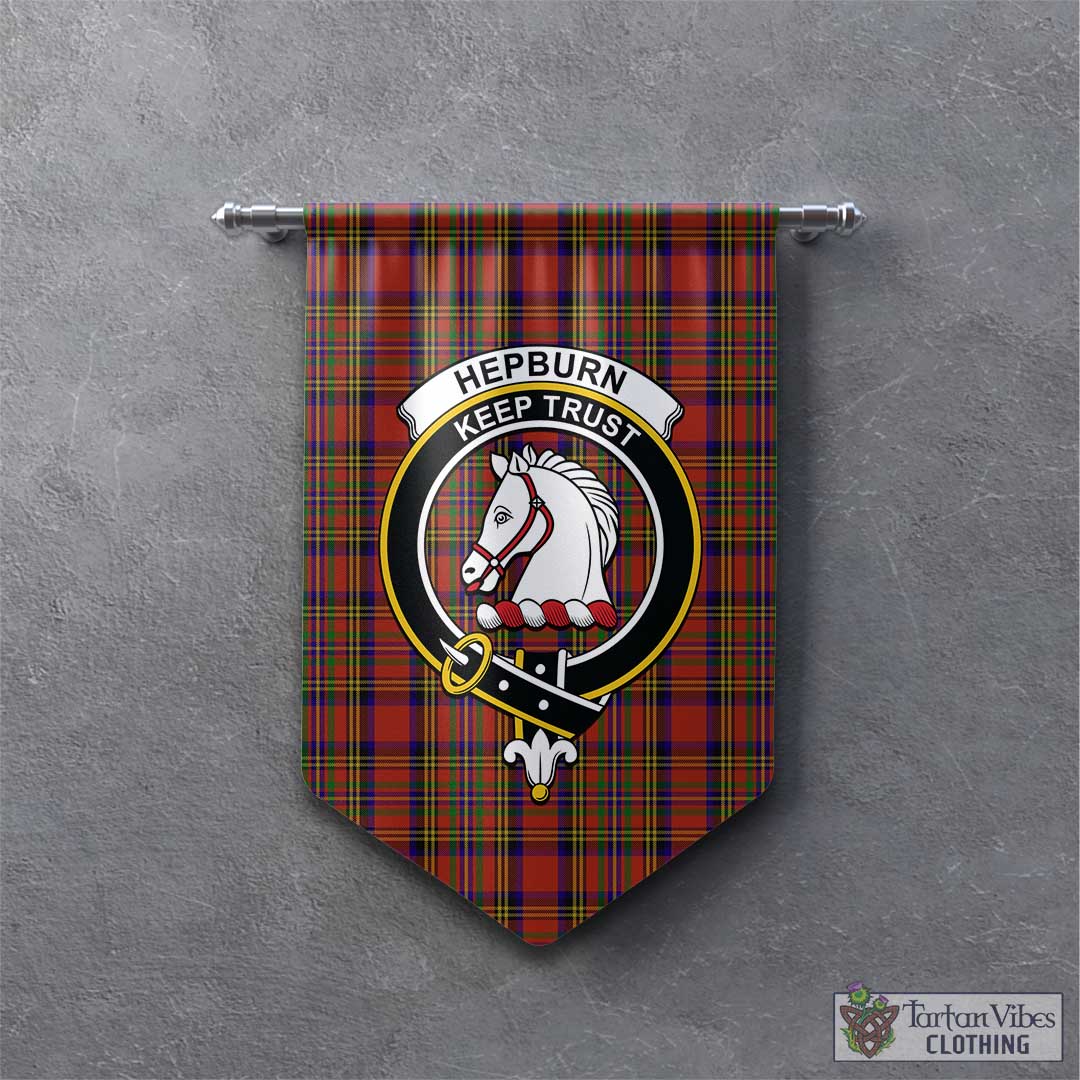 Tartan Vibes Clothing Hepburn Tartan Gonfalon, Tartan Banner with Family Crest