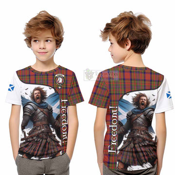 Hepburn Crest Tartan Kid T-Shirt Inspired by the Freedom of Scottish Warrior