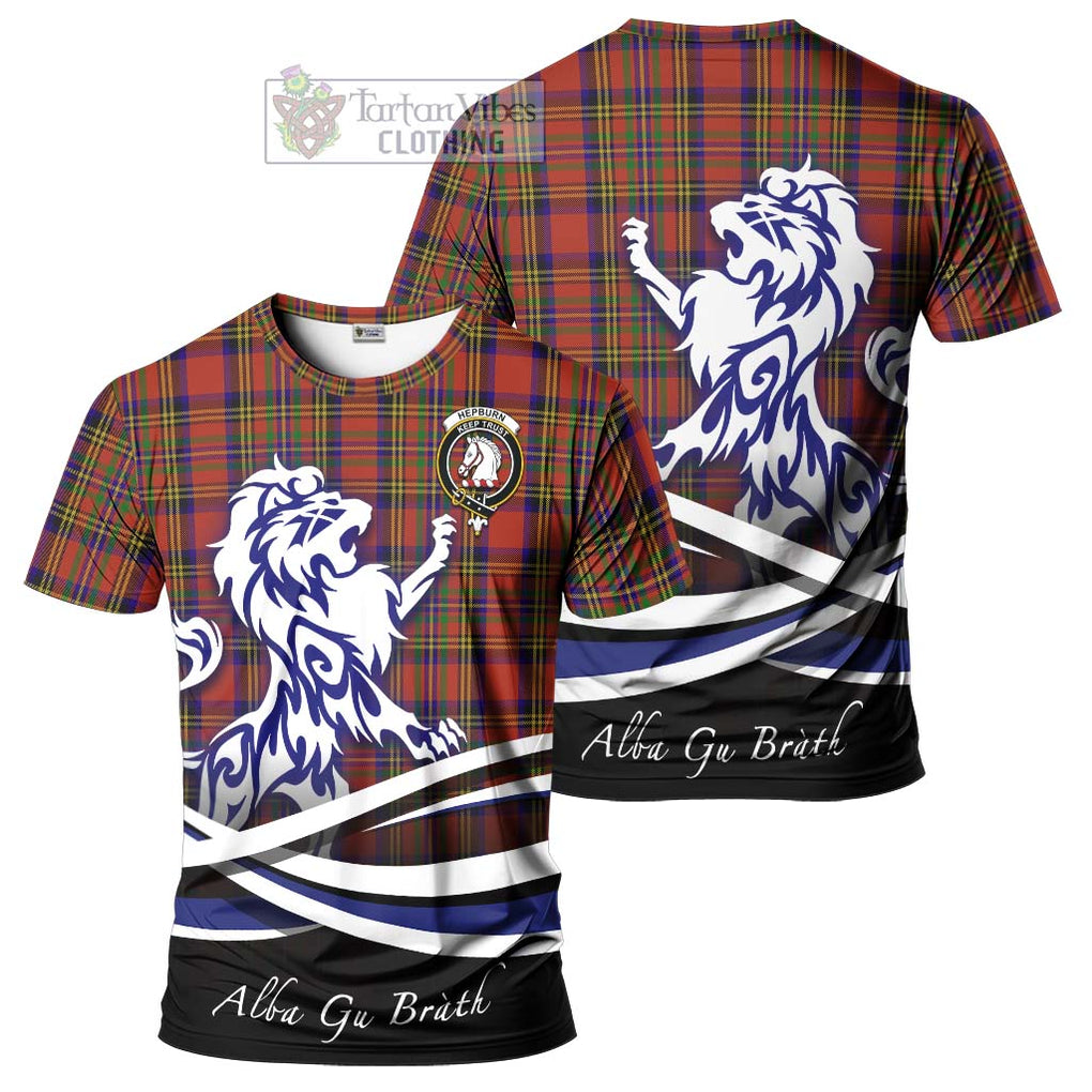 Tartan Vibes Clothing Hepburn Tartan Cotton T-shirt with Alba Gu Brath Regal Lion Emblem