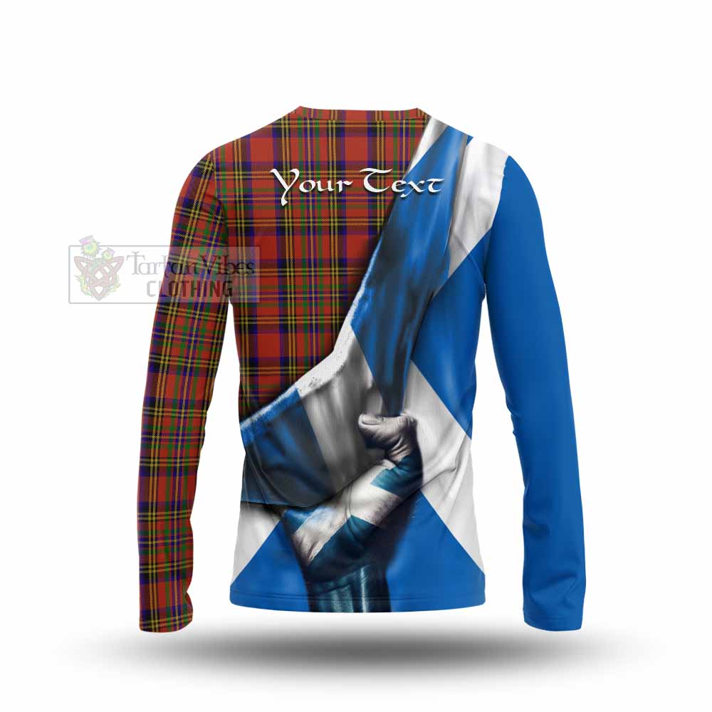 Tartan Vibes Clothing Hepburn Tartan Long Sleeve T-Shirt with Family Crest Scotland Patriotic Style