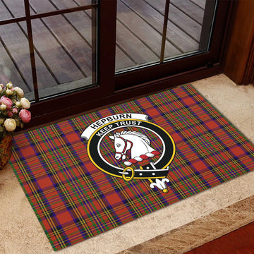 Hepburn Tartan Door Mat with Family Crest