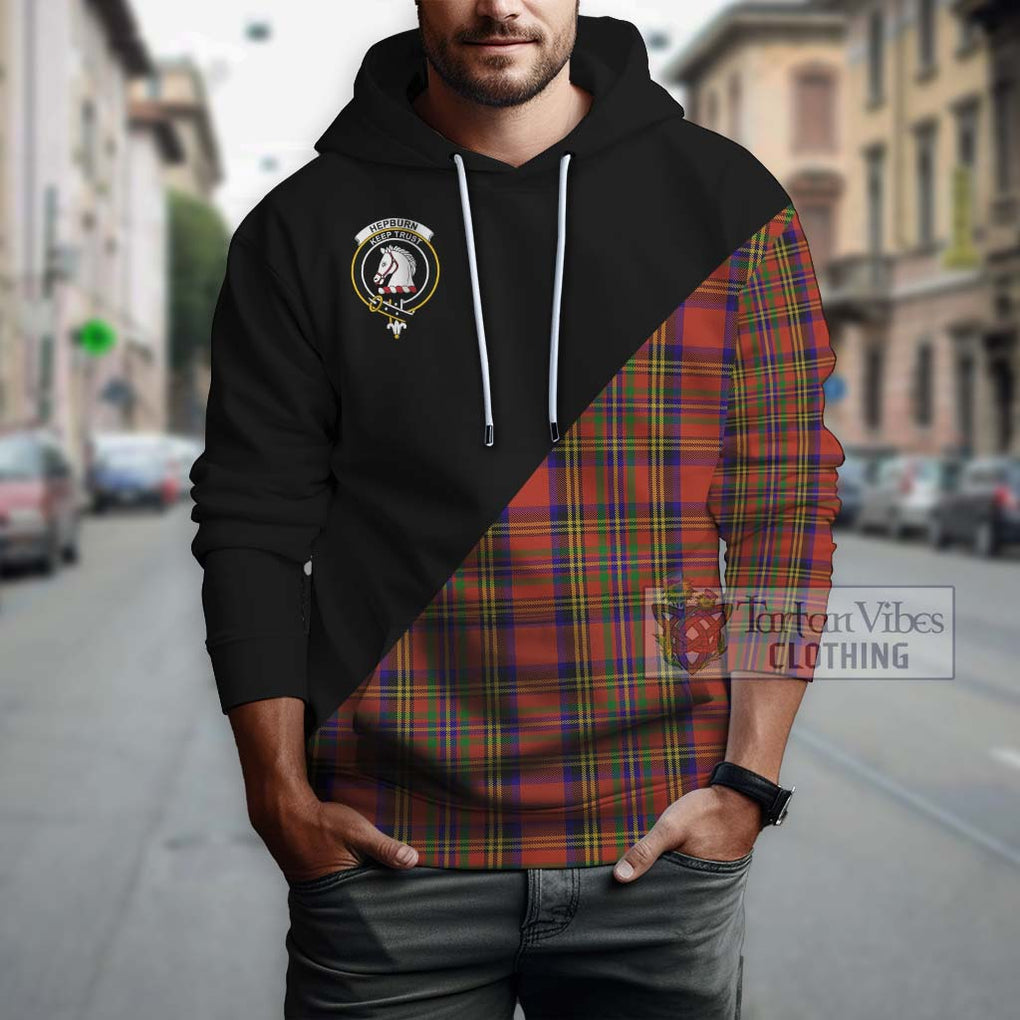 Hepburn Tartan Hoodie with Family Crest and Military Logo Style - Tartanvibesclothing Shop