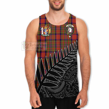 Hepburn Crest Tartan Men's Tank Top with New Zealand Silver Fern Half Style