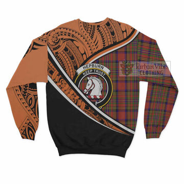 Hepburn Crest Tartan Sweatshirt with Polynesian Vibes Style - Orange Version