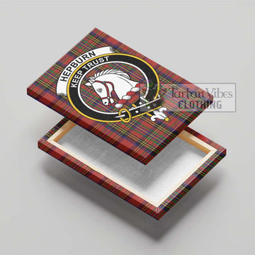 Hepburn Tartan Canvas Print Wall Art with Family Crest