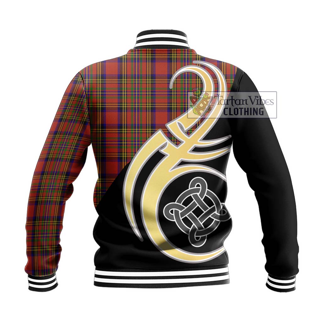 Hepburn Tartan Baseball Jacket with Family Crest and Celtic Symbol Style - Tartan Vibes Clothing