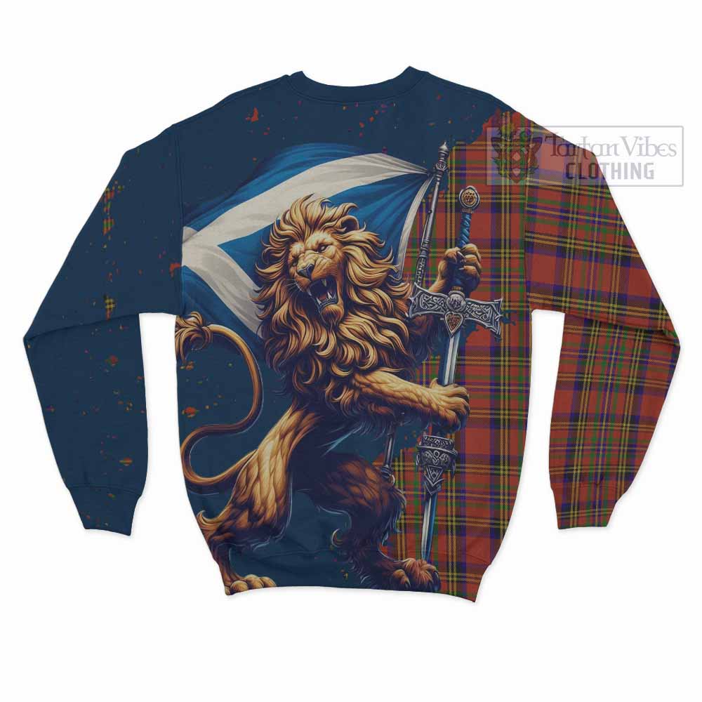 Tartan Vibes Clothing Hepburn Tartan Family Crest Sweatshirt with Scottish Majestic Lion