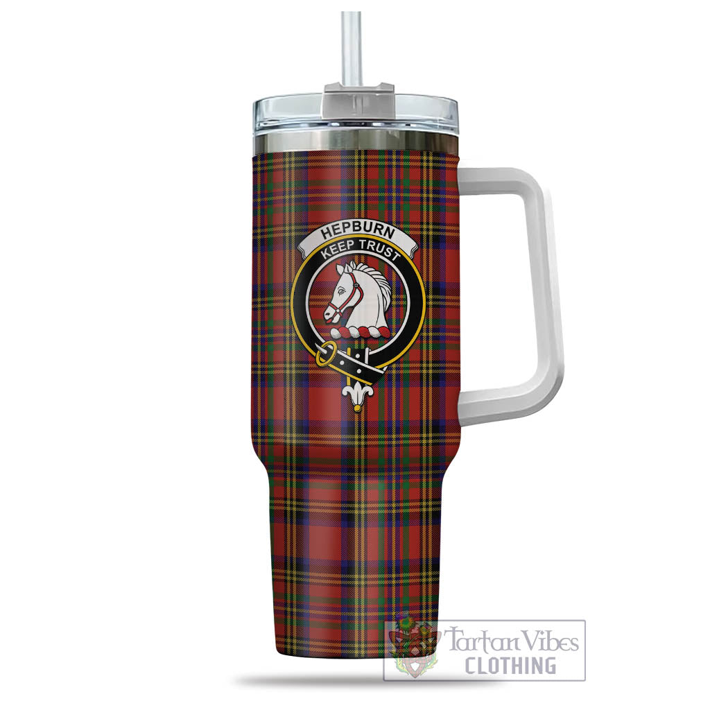 Tartan Vibes Clothing Hepburn Tartan and Family Crest Tumbler with Handle