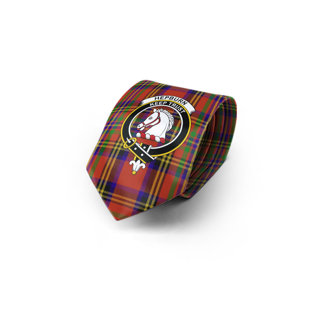 Hepburn Tartan Classic Necktie with Family Crest - Tartan Vibes Clothing