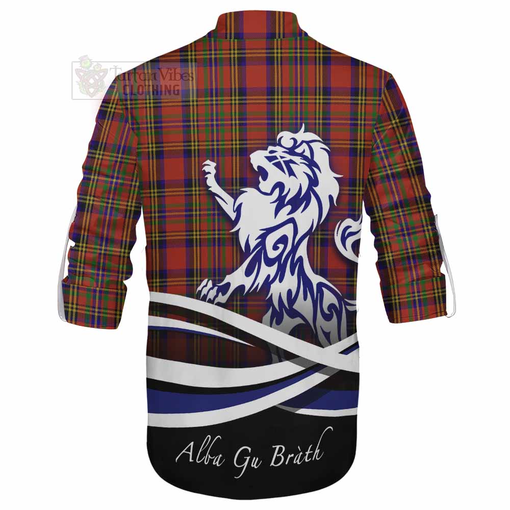 Tartan Vibes Clothing Hepburn Tartan Ghillie Kilt Shirt with Alba Gu Brath Regal Lion Emblem