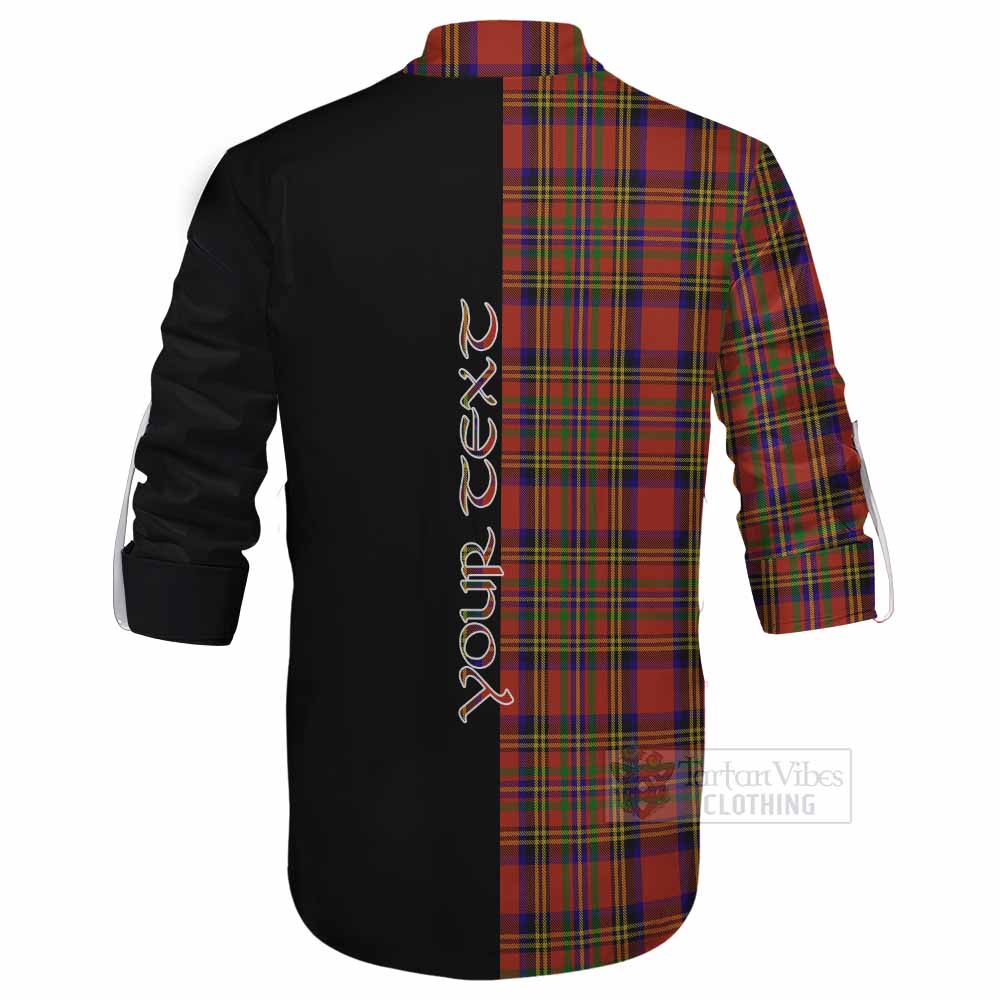 Tartan Vibes Clothing Hepburn Tartan Ghillie Kilt Shirt with Family Crest and Half Of Me Style