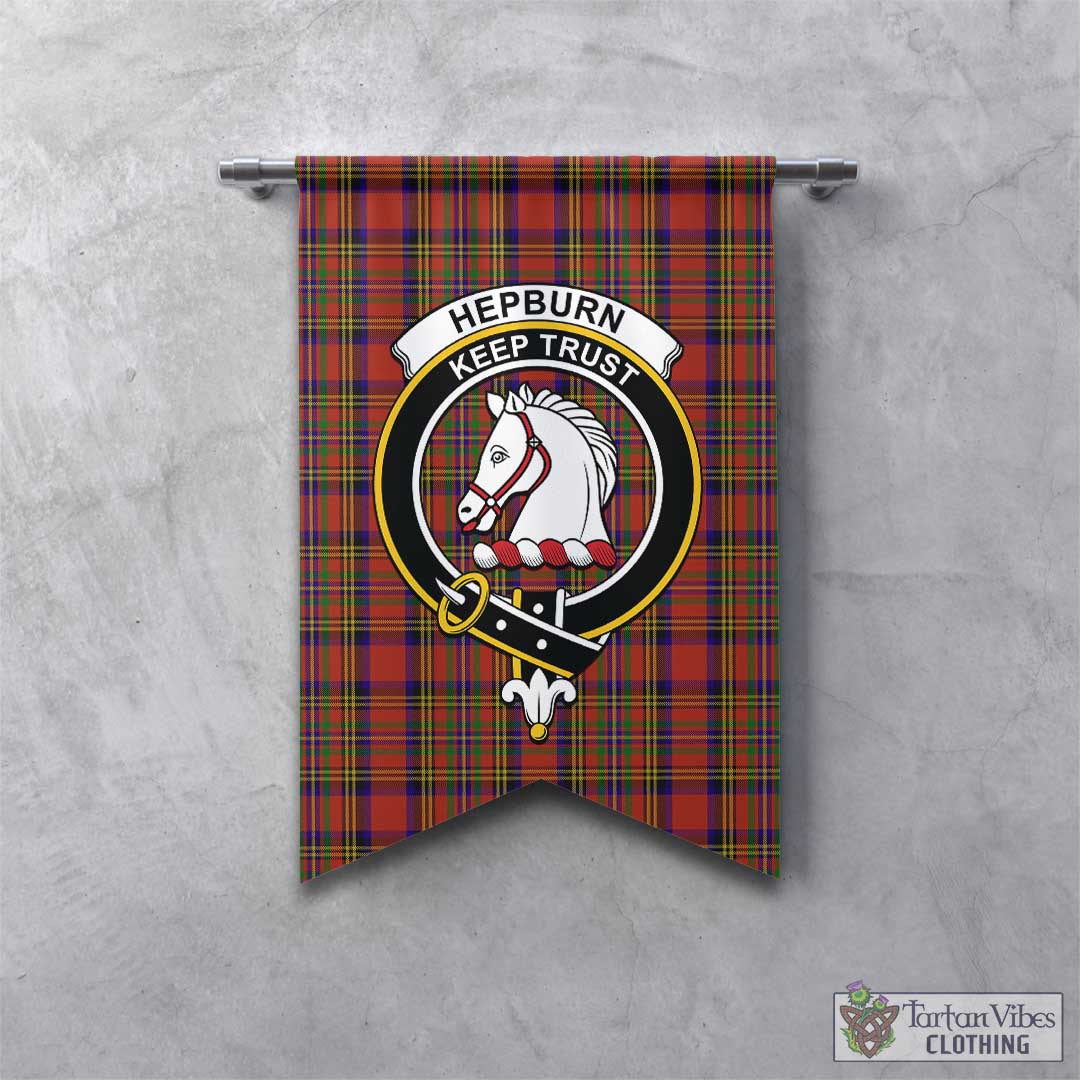 Tartan Vibes Clothing Hepburn Tartan Gonfalon, Tartan Banner with Family Crest