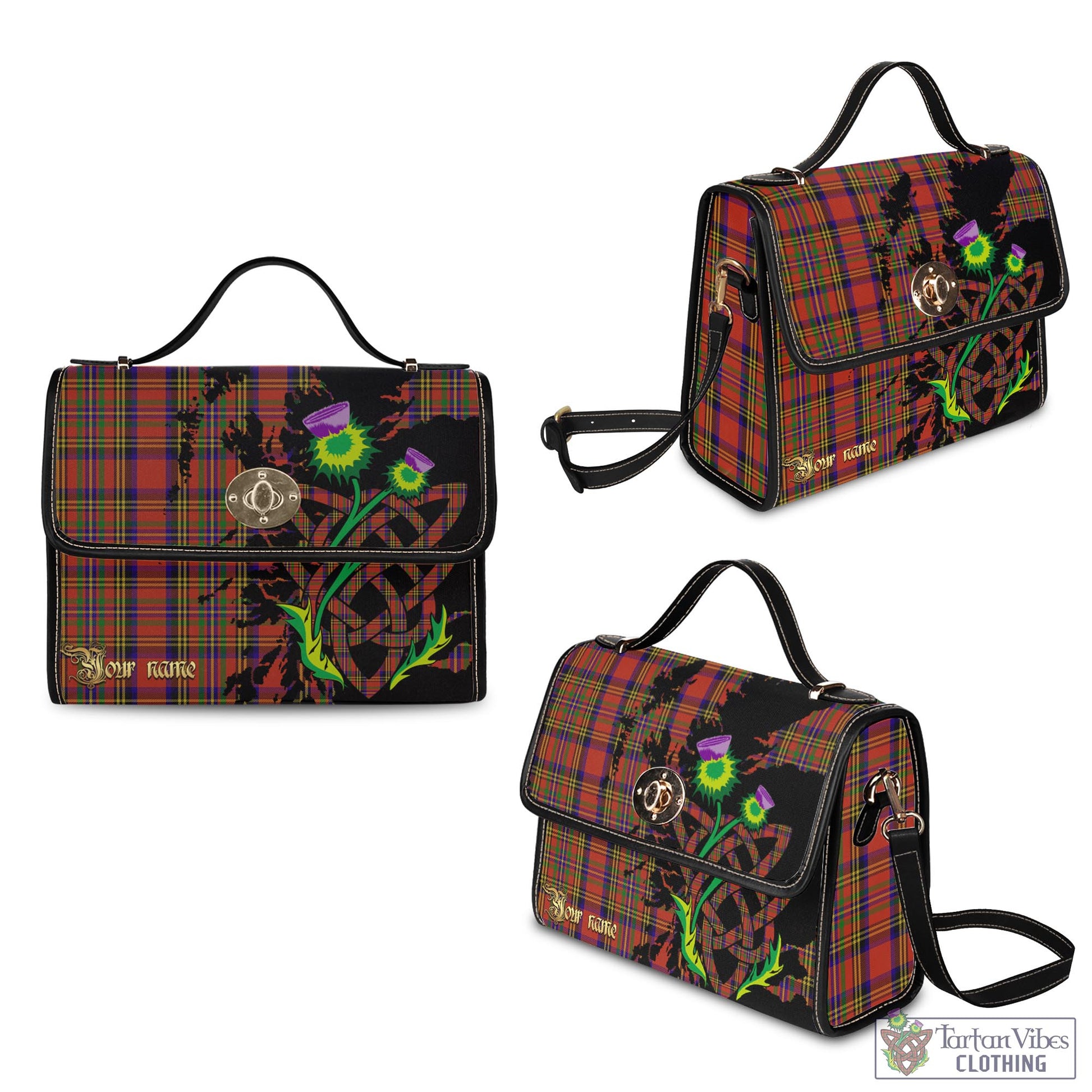 Tartan Vibes Clothing Hepburn Tartan Waterproof Canvas Bag with Scotland Map and Thistle Celtic Accents