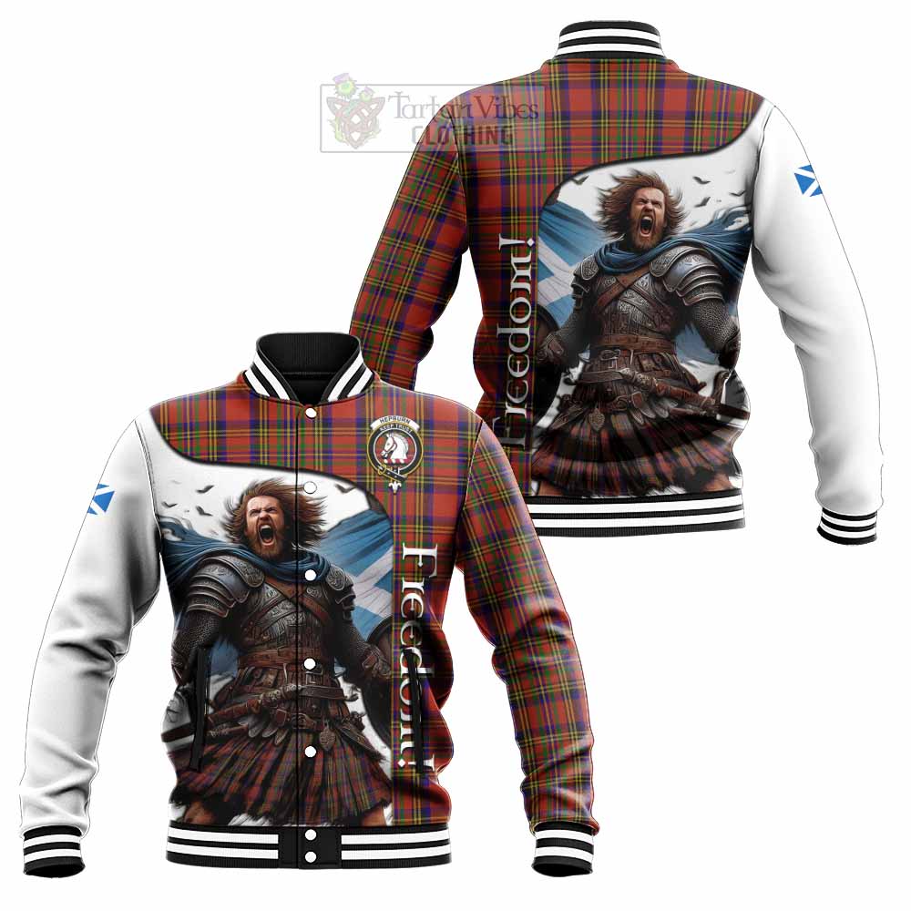 Tartan Vibes Clothing Hepburn Crest Tartan Baseball Jacket Inspired by the Freedom of Scottish Warrior