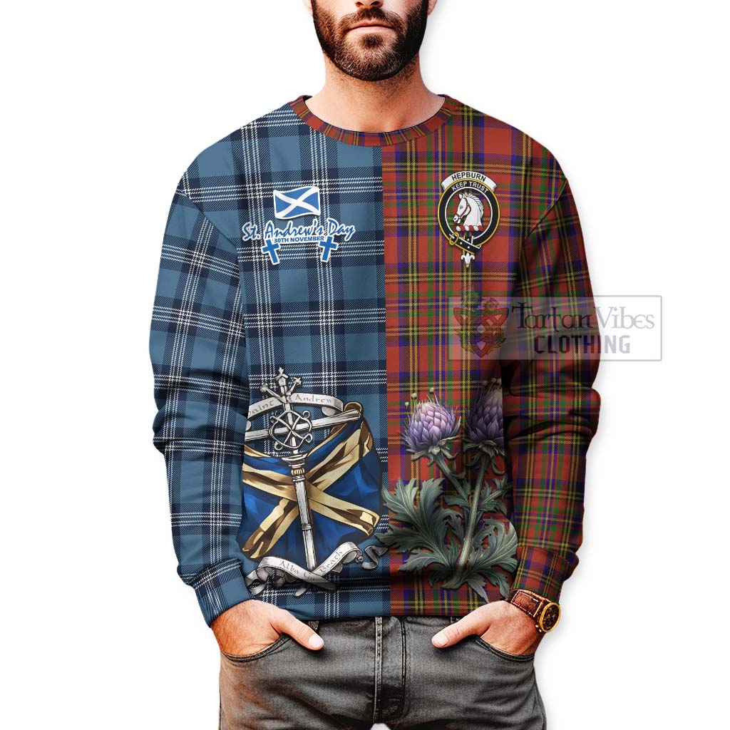 Tartan Vibes Clothing Hepburn Tartan Sweatshirt Happy St. Andrew's Day Half Tartan Style